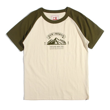 Akkad Kuti Summer New Stitching Raglan Sleeve Man Retro Tshirt Women Casual Chinese Printing T-shirts Student Green Red Tee